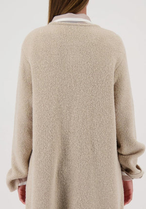 Monari Knit Coat with Brooch, Beige