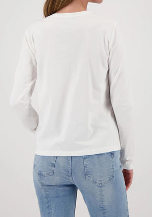 Monari Pearl Embellishment Long Sleeve Top, Off White