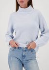 Monari Rhinestone High Neck Knit Sweater, Light Blue