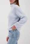 Monari Rhinestone High Neck Knit Sweater, Light Blue