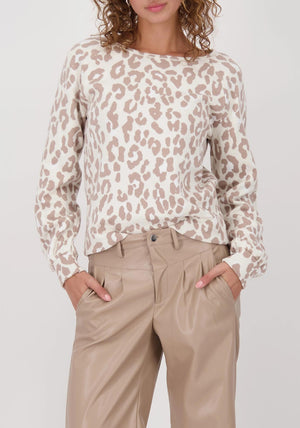 Monari Leopard Knit Jumper, Beige