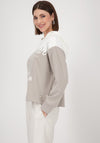 Monari Soft Feel Graphic Print Hoodie, Taupe & White