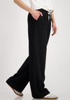 Monari Straight Leg Elastic Waist Trousers, Black