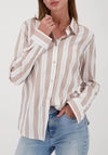 Monari Striped Side Slit Blouse, Beige Multi