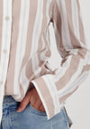 Monari Striped Side Slit Blouse, Beige Multi