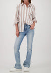 Monari Striped Side Slit Blouse, Beige Multi