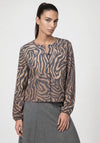 Monari Button Up Animal Print Cardigan, Beige Multi