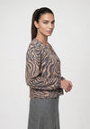 Monari Button Up Animal Print Cardigan, Beige Multi