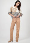 Monari Floral Print with Rhinestone Detail Jumper, Cream Multi