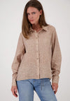 Monari Geometric Print with Rhinestone Detail Shirt, Beige Multi