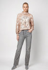 Monari High Neck with Rhinestone Detail Sweatshirt, Beige Multi
