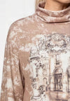 Monari High Neck with Rhinestone Detail Sweatshirt, Beige Multi