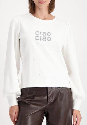 Monari Rhinestone Detail Sweatshirt, White