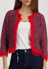 Monari Fringe Tweed Cardigan, Red