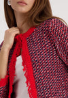 Monari Fringe Tweed Cardigan, Red