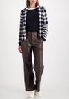 Monari Mixed Pattern Checkered Cardigan, Black