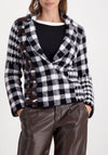 Monari Mixed Pattern Checkered Cardigan, Black