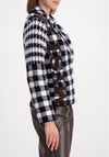 Monari Mixed Pattern Checkered Cardigan, Black