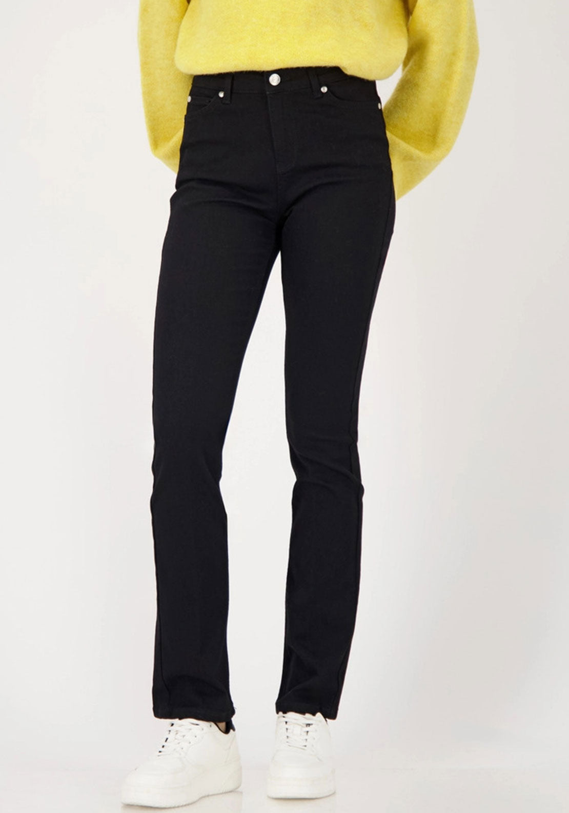 Monari Cotton Blead Straight Leg Jeans, Black
