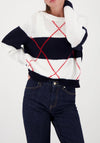 Monari Knitted Jumper with Intarsia Pattern, Navy