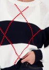 Monari Knitted Jumper with Intarsia Pattern, Navy