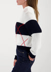 Monari Knitted Jumper with Intarsia Pattern, Navy