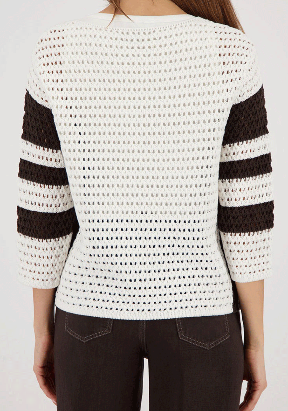 Monari Knitted Striped Pullover, Brown