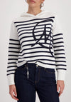 Monari Striped Jumper with Emblem, White