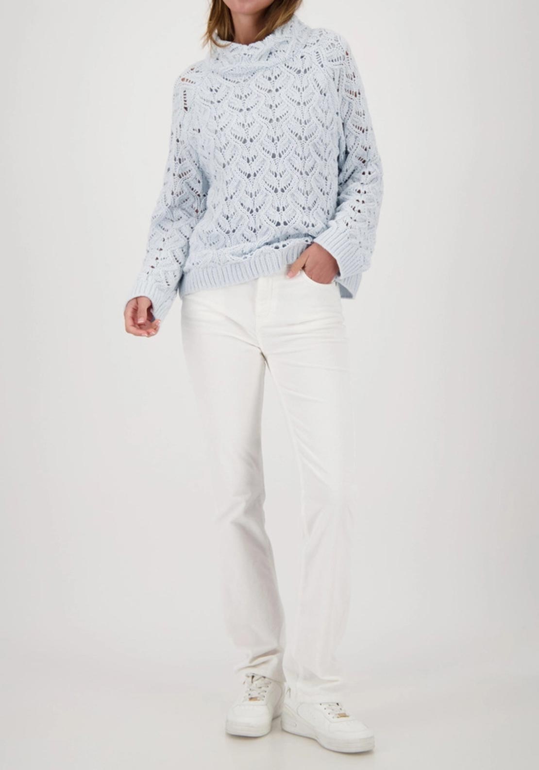 Monari Knitted Sweater with Ajour Pattern, Blue