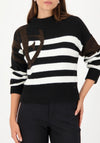 Monari Contrast Print Striped Jumper, Black
