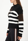 Monari Contrast Print Striped Jumper, Black