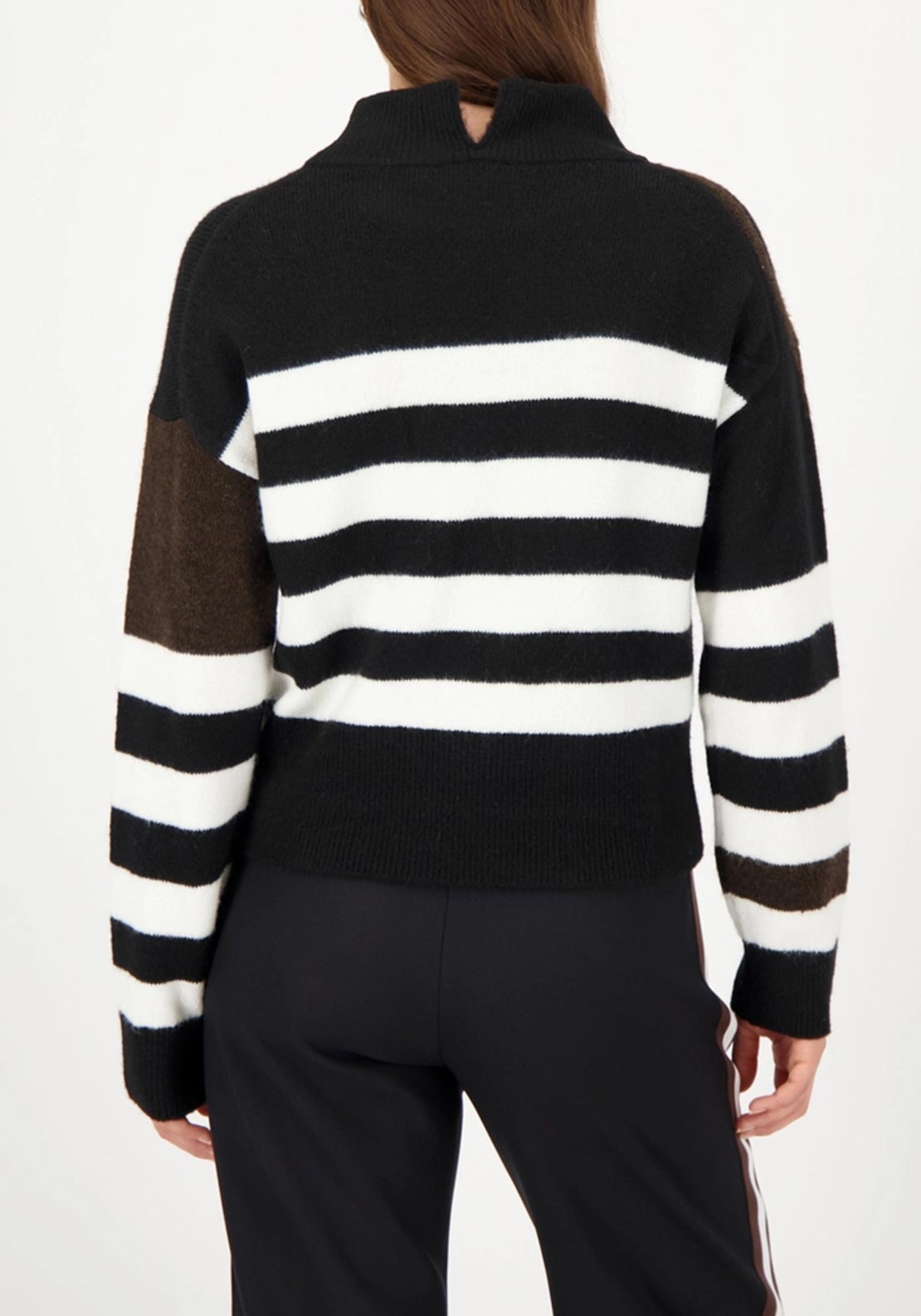 Monari Contrast Print Striped Jumper, Black