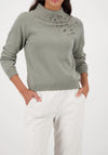 Monari Embellished High Neck Jumper, Green