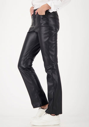 Monari Faux Leather Bootcut Trousers, Black