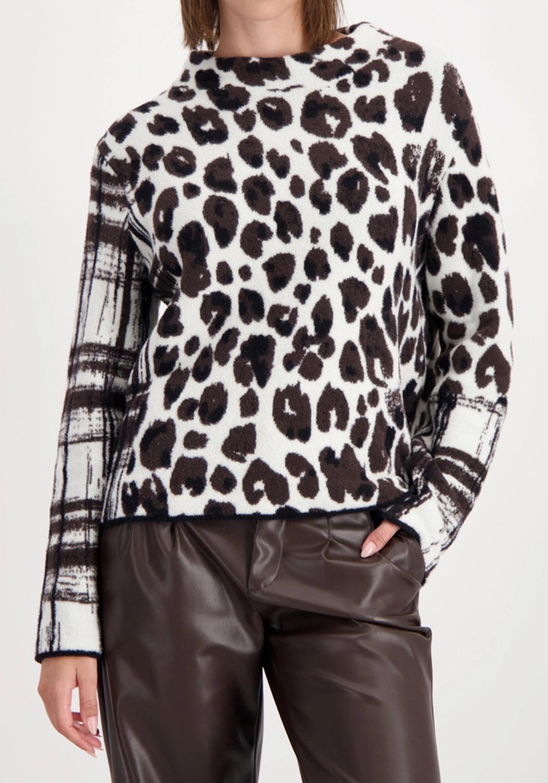 Monari Contrast Print Fluffy Jumper, Multi
