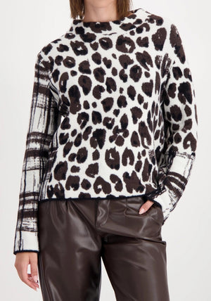 Monari Contrast Print Fluffy Jumper, Multi