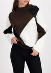 Monari Sequin Diamond Pattern Knit Jumper, Brown