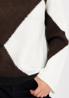 Monari Sequin Diamond Pattern Knit Jumper, Brown