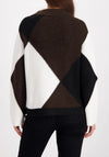 Monari Sequin Diamond Pattern Knit Jumper, Brown