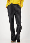 Monari Pinstripe Straight Leg Trousers, Black