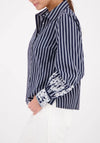 Monari Striped Blouse with Lace, Navy