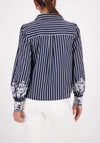 Monari Striped Blouse with Lace, Navy