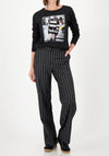 Monari Sequin Street Graphic Print Top, Black