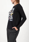 Monari Sequin Street Graphic Print Top, Black