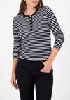 Monari Striped Button Detail Top, Black