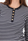 Monari Striped Button Detail Top, Black