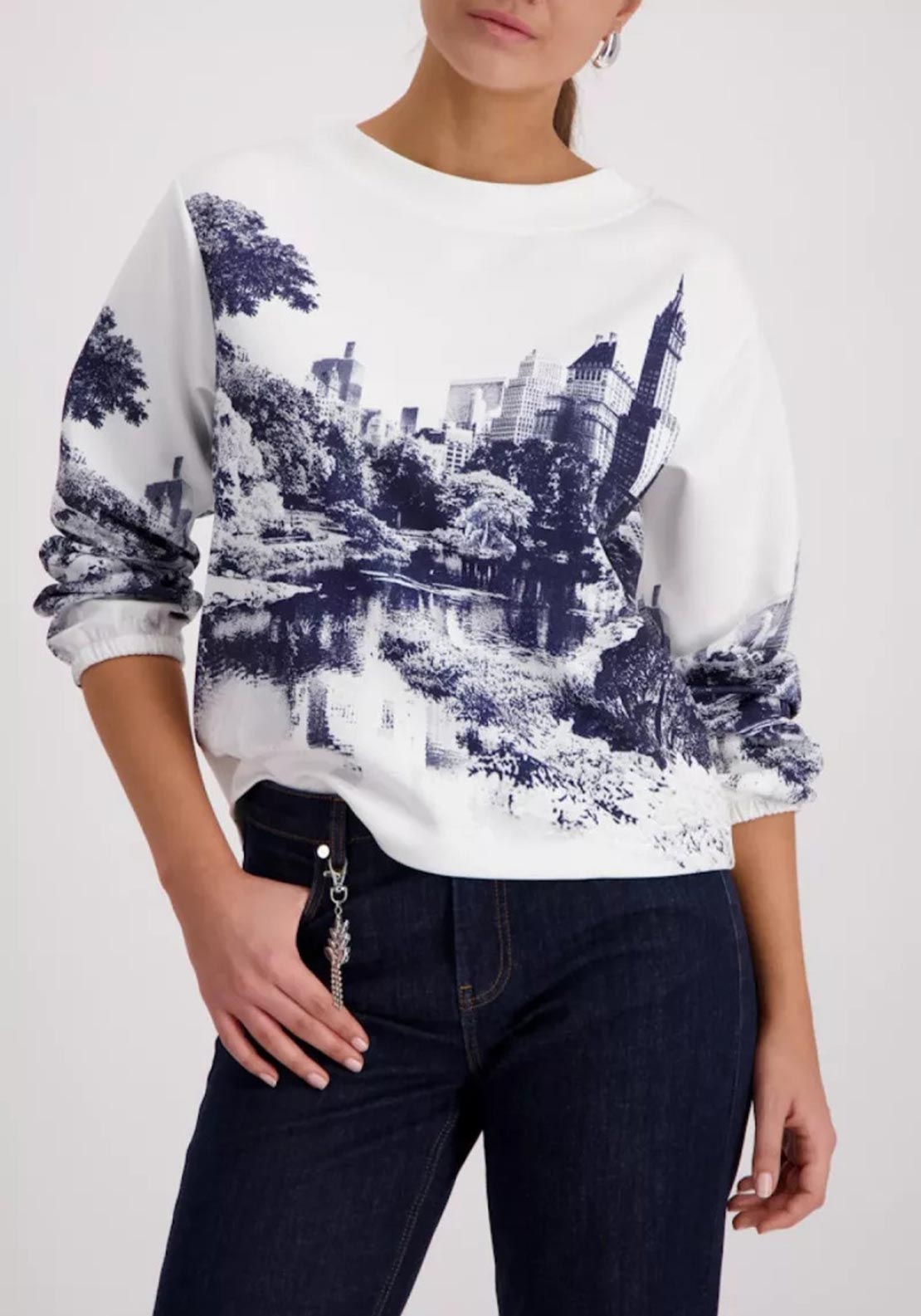Monari Crew Neck Sweatshirt with Print, White