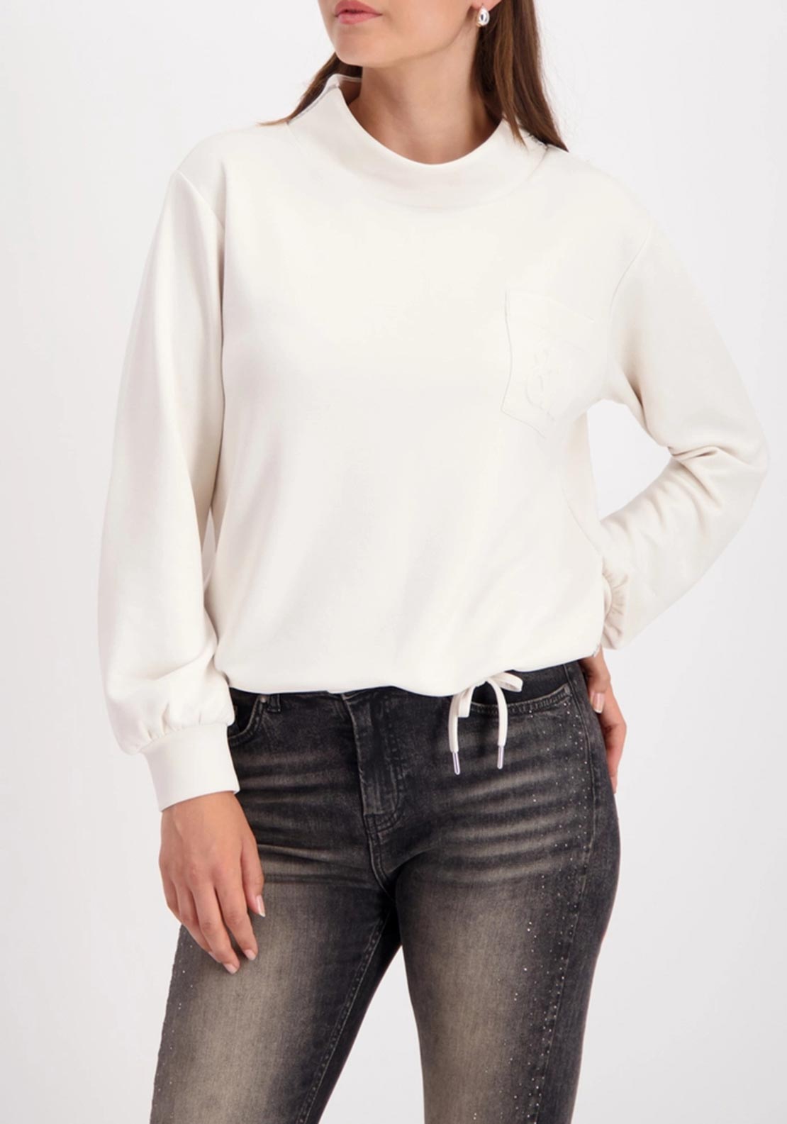 Monari 3-D Print Pocket Detail Sweatshirt, White