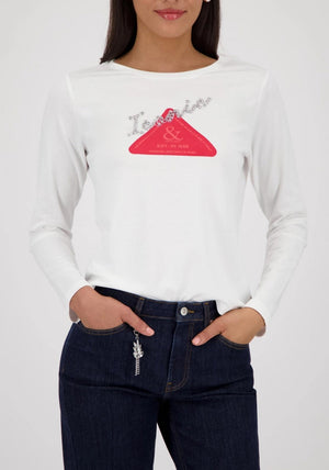 Monari Long Sleeve Shirt with Emblem, White