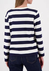 Monari Long Sleeve Striped Top with Print, Navy